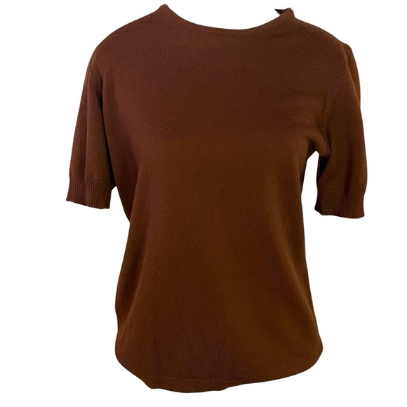 VTG Maddonetto 100% Merino Wool Short Sleeve Brown Sweater Woman’s Size 10 Italy - Picture 1 of 8